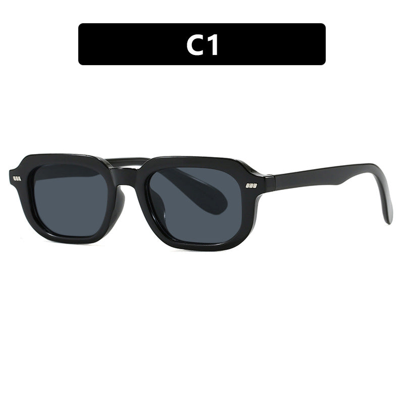 Damen quadratische Sonnenbrille mit hochglänzendem transparentem Rahmen und polarisierenden Gläsern Karnz