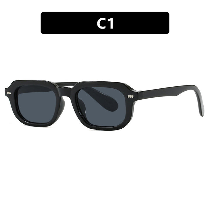 Damen quadratische Sonnenbrille mit hochglänzendem transparentem Rahmen und polarisierenden Gläsern Karnz