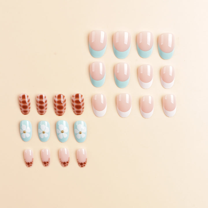 Künstlerisches Floral Acryl Press-On Nail Set Karnz