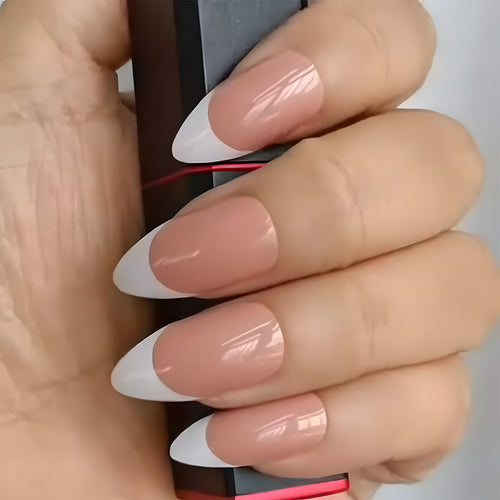 Französische Spitze Stiletto Press-On Nägel Karnz