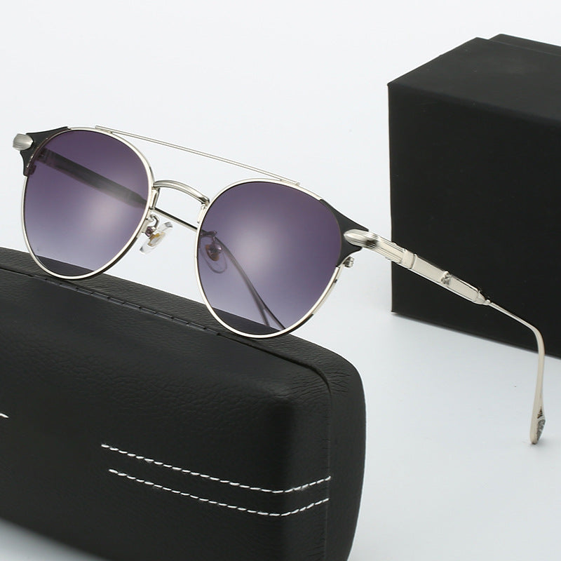 Damen runde Vintage-Sonnenbrille mit hochwertigem Metallrahmen und robustem Design Karnz