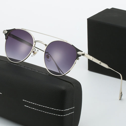 Damen runde Vintage-Sonnenbrille mit hochwertigem Metallrahmen und robustem Design Karnz