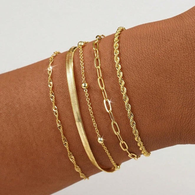 Gestuftes Silberkettchen Armband Set Karnz