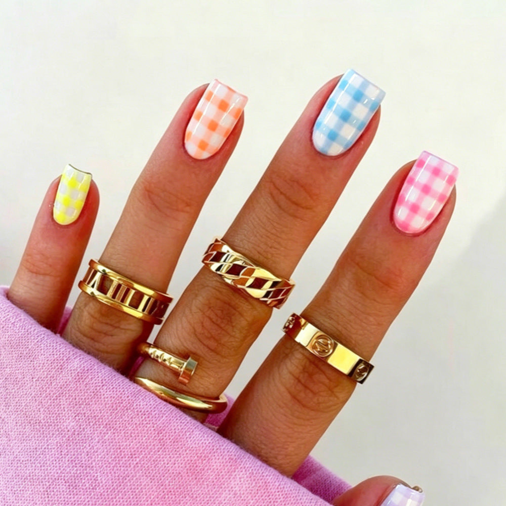 Gingham Muster Nagelkunst Wraps Karnz