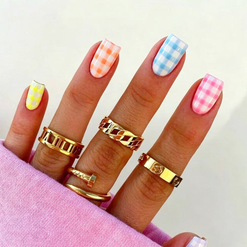 Gingham Muster Nagelkunst Wraps Karnz