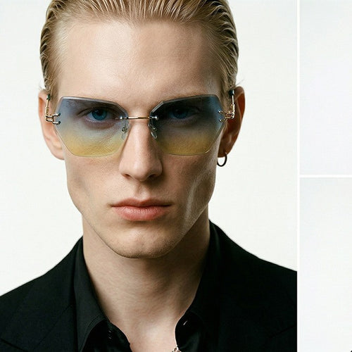 Damen moderne Sonnenbrille mit stilvollem sechseckigem Rahmen Karnz