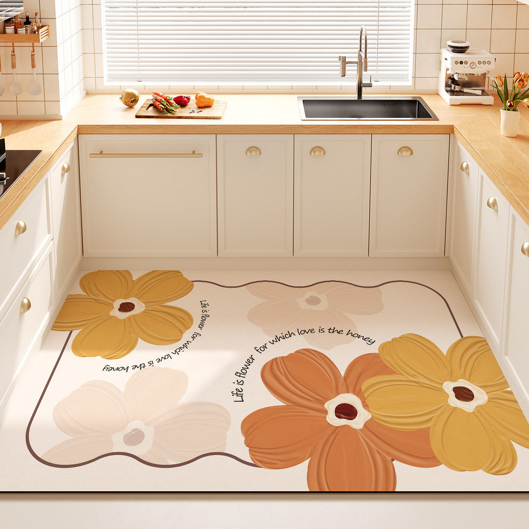 Dekorativer Floral-Zitat-Küchenmatte für Zuhause