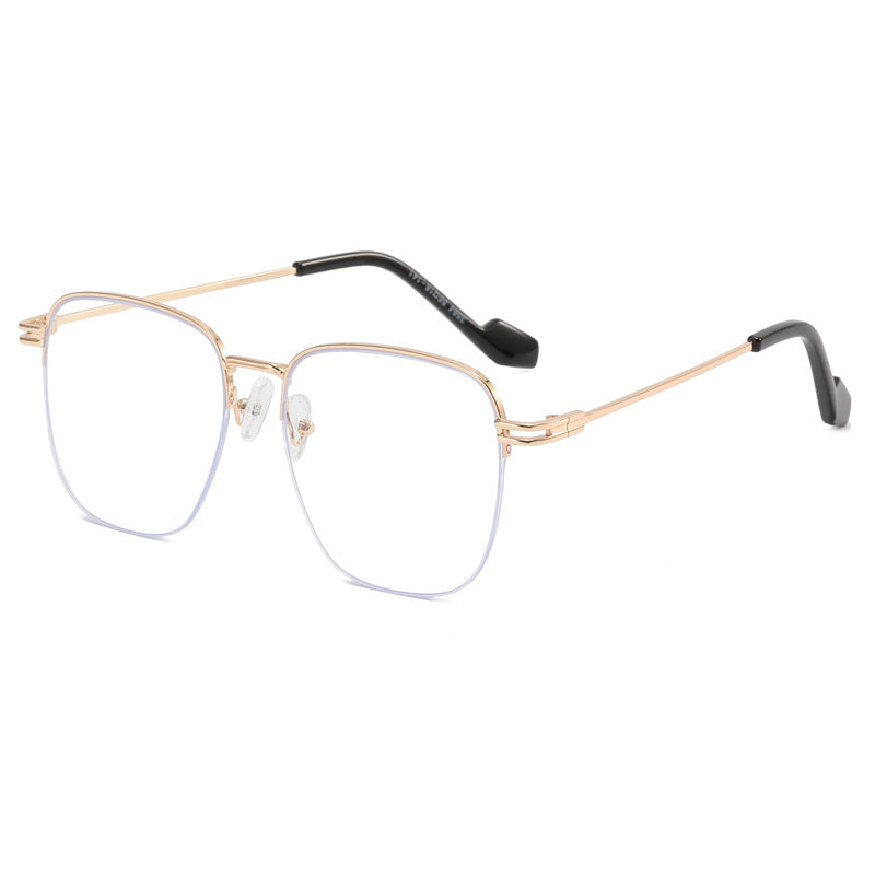 Damen Designer-Brille mit quadratischem Rahmen und glänzender Metallstruktur Karnz