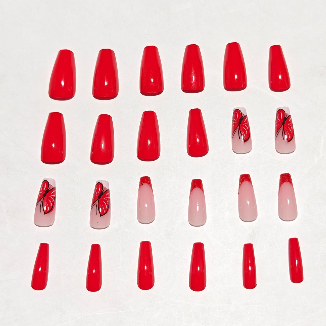 Künstlerische Schmetterling Press-On Nagelkunst Karnz