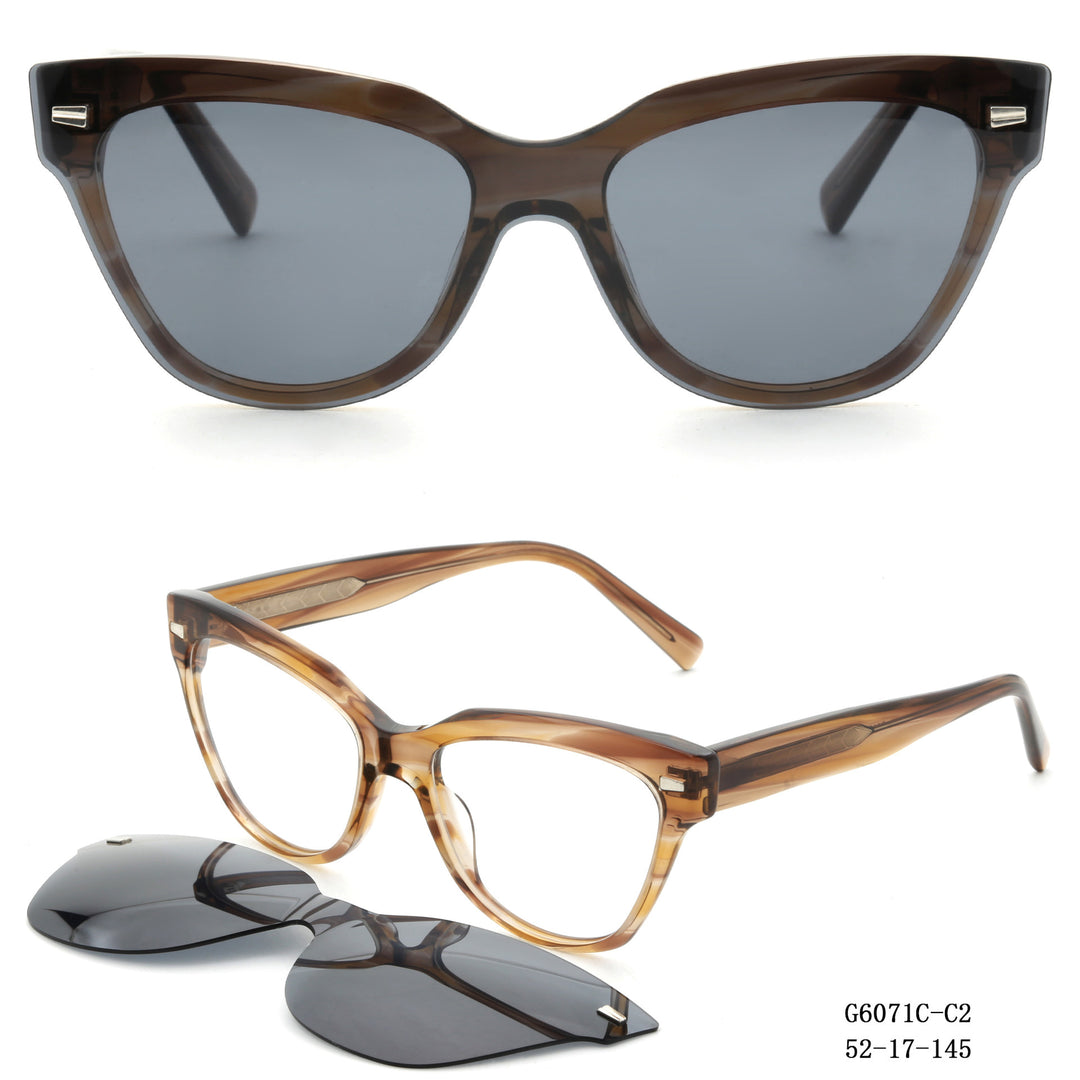 Damen modische Cat-Eye Sonnenbrille mit abnehmbaren Gläsern Karnz