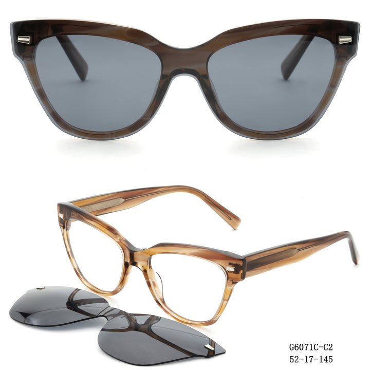 Damen modische Cat-Eye Sonnenbrille mit abnehmbaren Gläsern Karnz