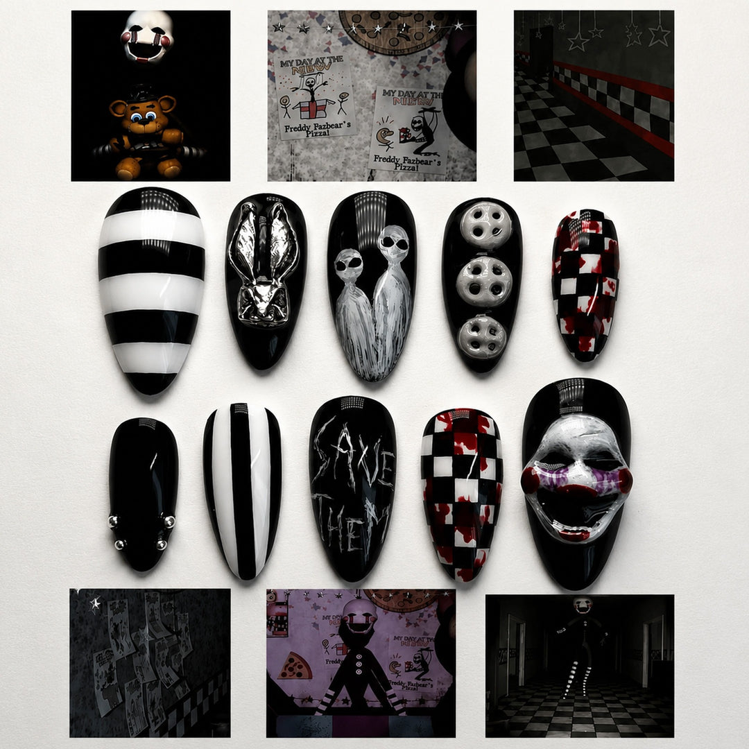 Gruseliges Halloween Kunstnagelset mit Kreativen Designs und 3D-Effekten Karnz