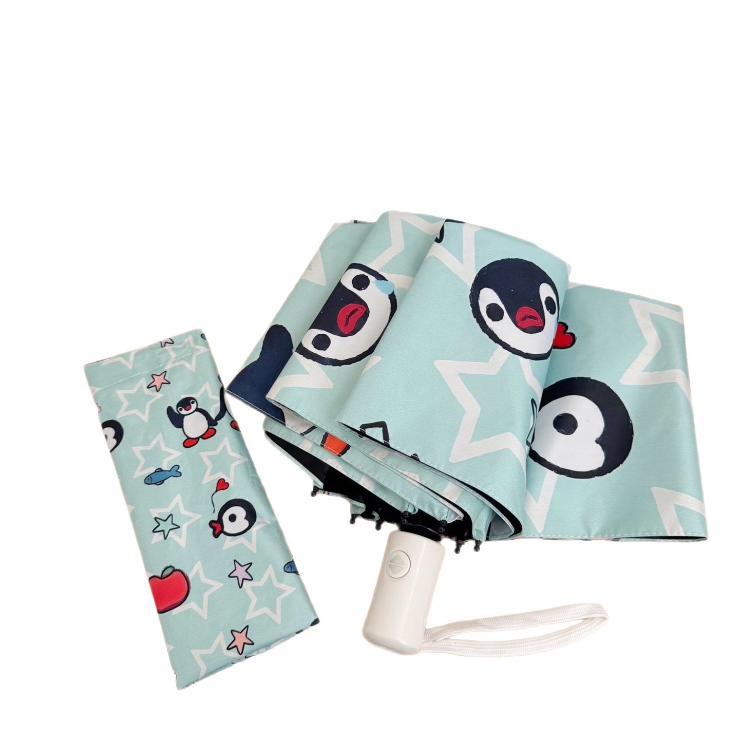Damen faltbarer Regenschirm mit verspieltem Pinguin-Design Karnz