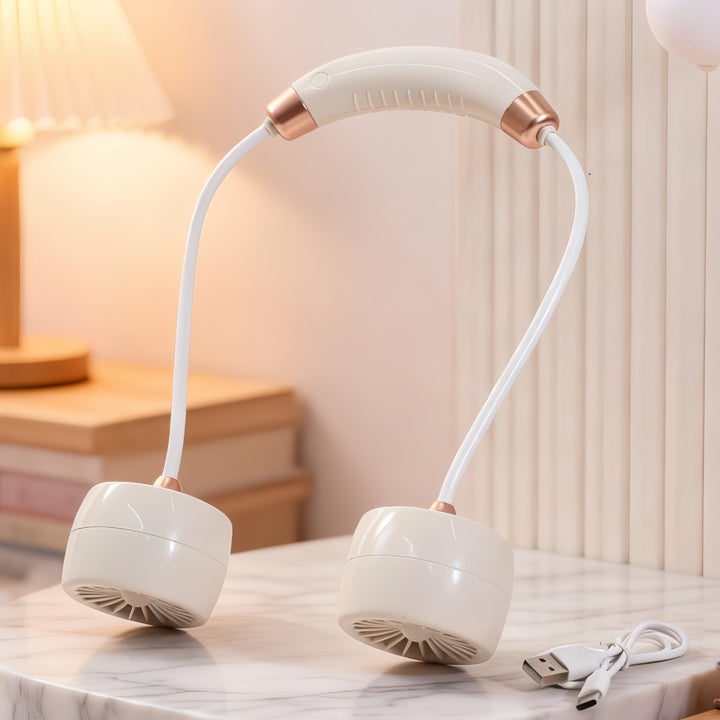 Unisex Tragbarer Doppelventilator mit flexiblem Arm und USB-Anschluss Karnz
