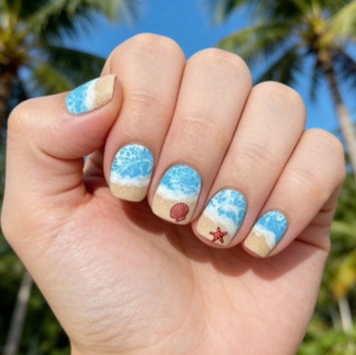 Küsten-Ozean-inspirierte Nagelkunst Karnz