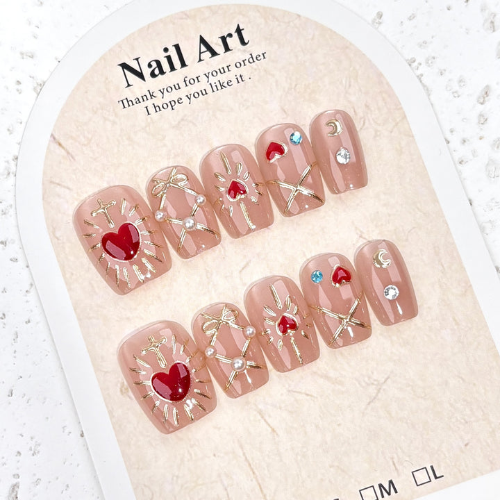Dekorativer Acryl Press-On Nageldesign Satz