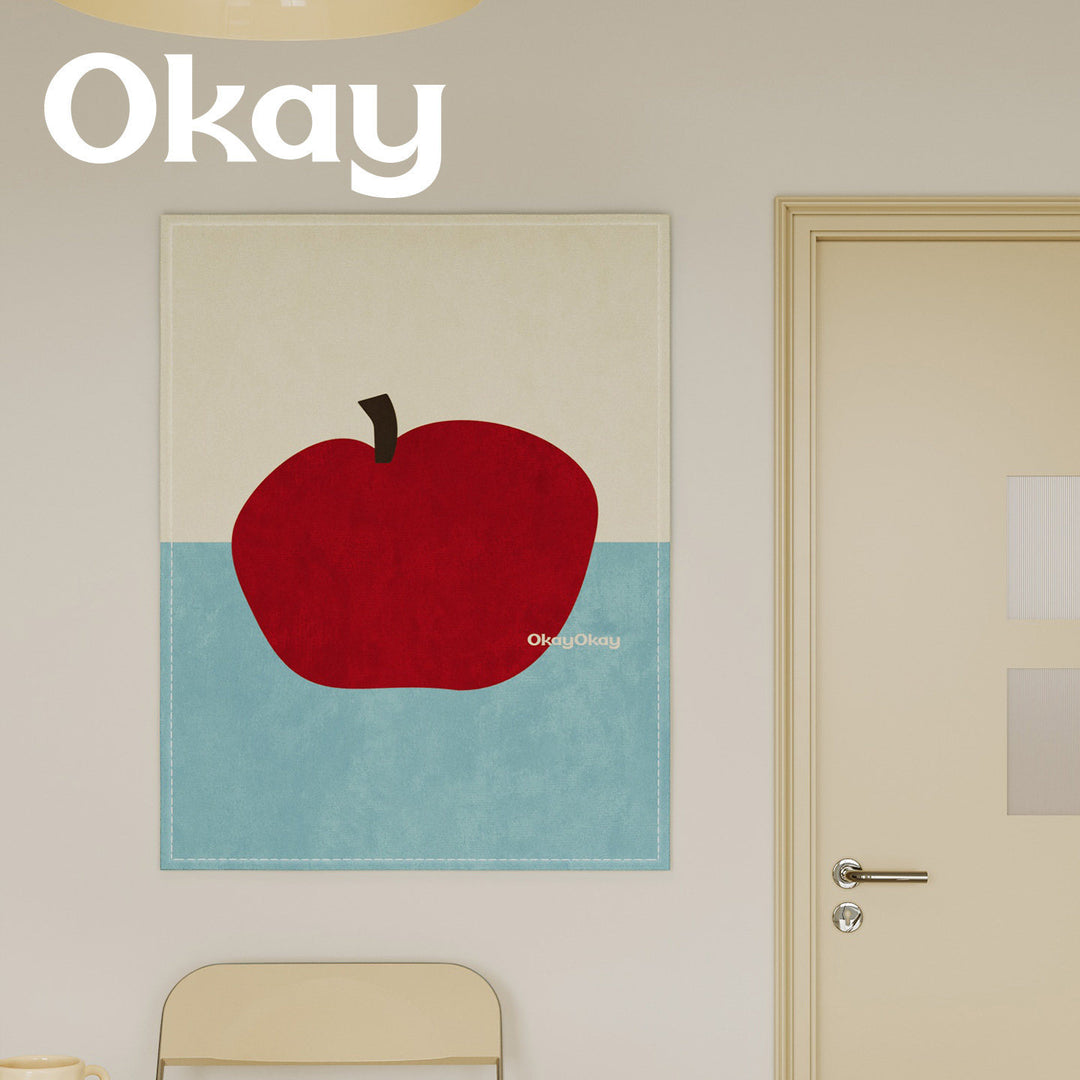 Minimalist Apple Motif Cotton Canvas Wall Tapestry