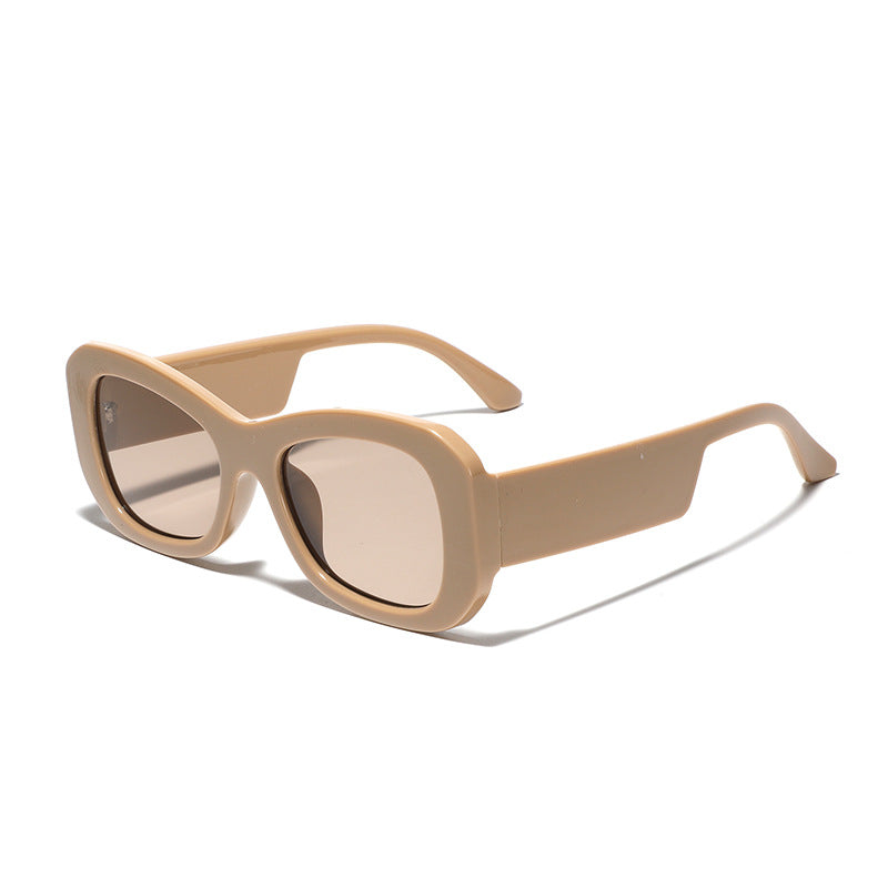 Damen moderne quadratische Sonnenbrille mit transparentem Rahmen Karnz