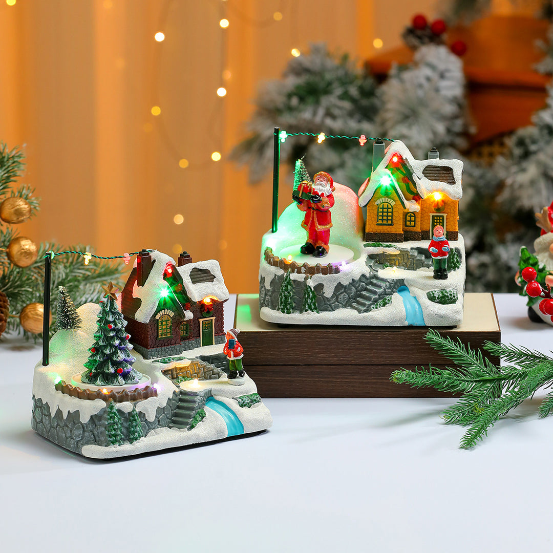 LED Leuchtender Weihnachtsmann Hütte Dekoration Karnz