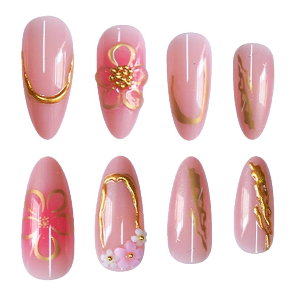 Dekorative Florale Press-On Nagelkunst Set Karnz