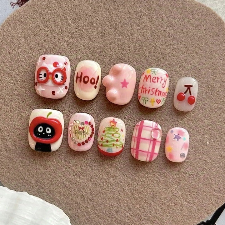 Festliches Feiertags-Themen Press-On Nagelset 1790745838