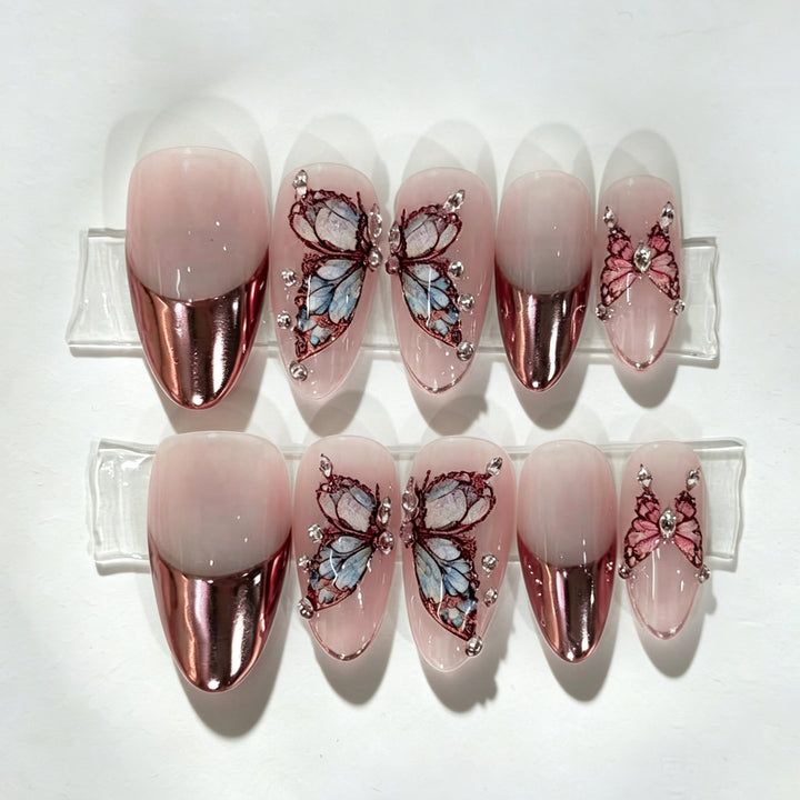 Dekoratives Schmetterling Press-On Nagelkunst Set Karnz