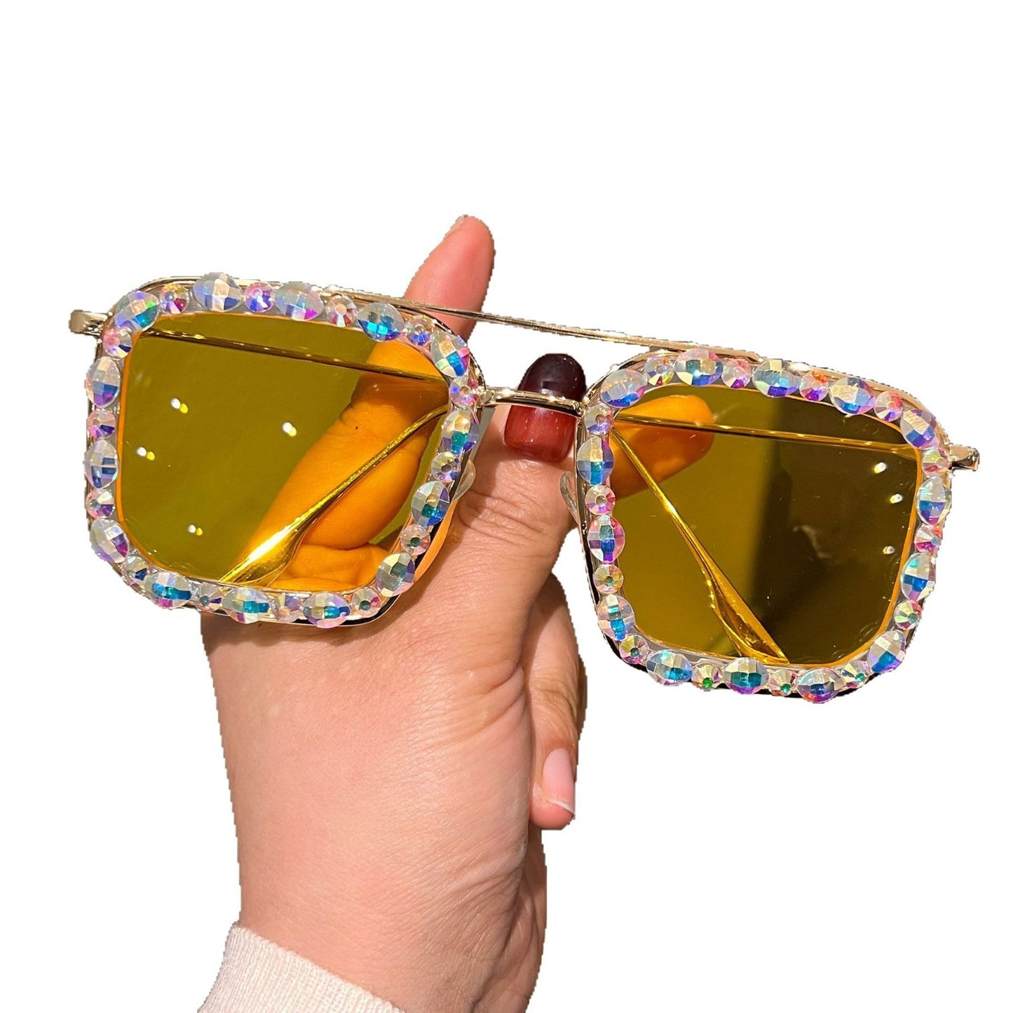 Damen Exklusive Sonnenbrille mit Kristallbesatz Karnz