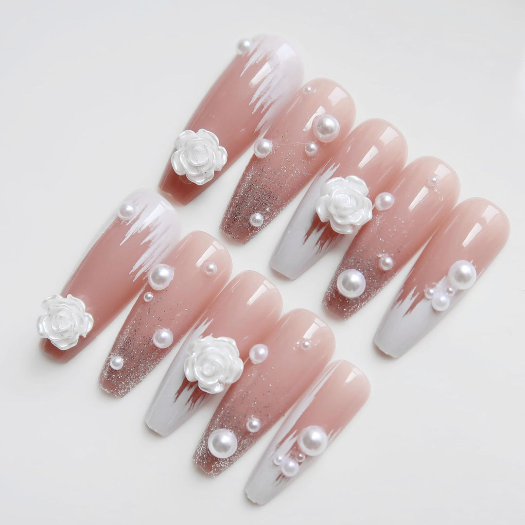 Dekoratives Langes Press-On Nagelkunst Set