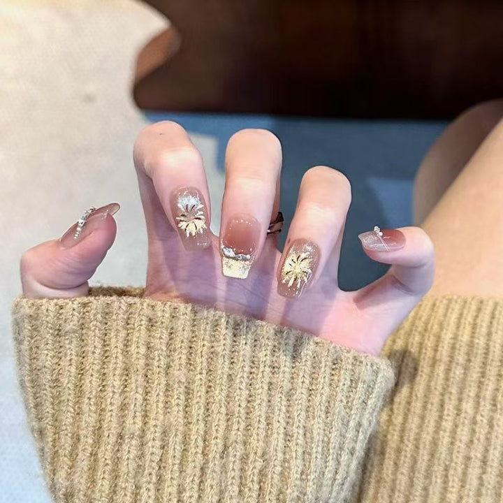 Elegantes florales Press-On-Nageldesign-Kit Karnz