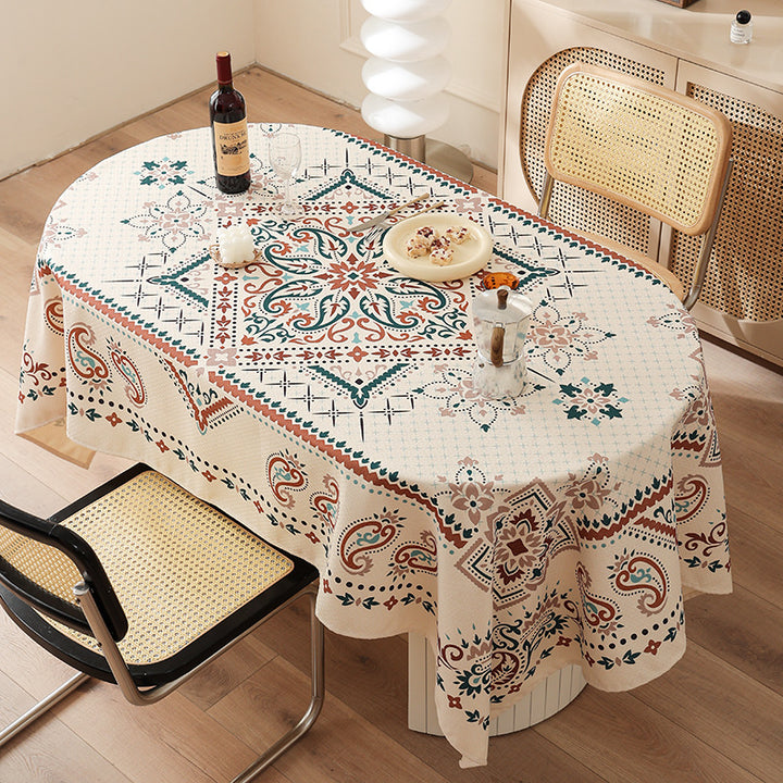 Wasserabweisende rechteckige Tischdecke mit Paisley-Muster und beschichteter Baumwolloptik Karnz