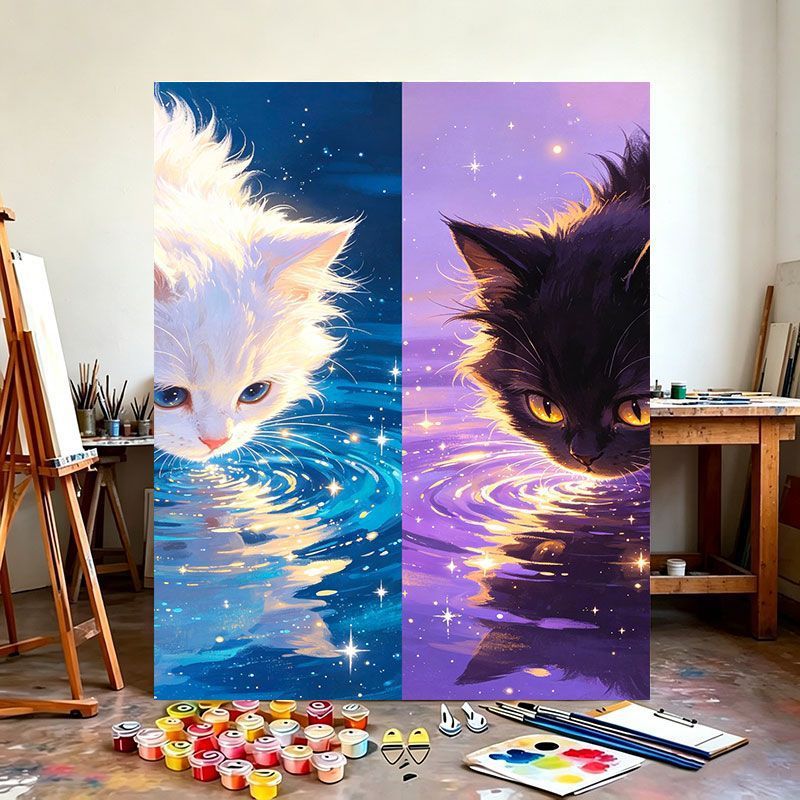 Mystische Katzen-Themen-Leinwandkunst Karnz