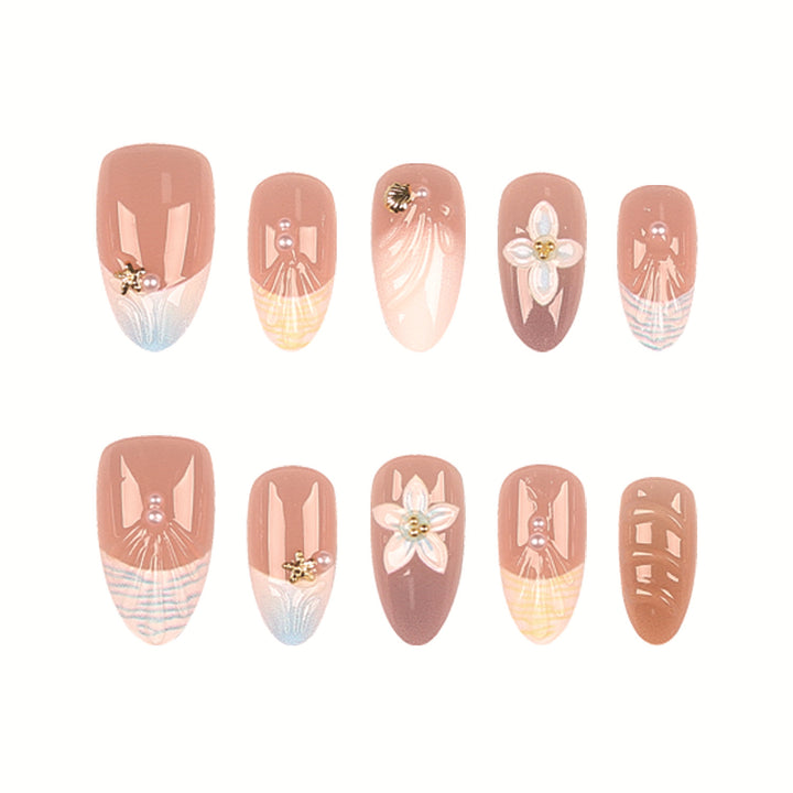 Dekoratives florales Press-On Nagelkunst Set
