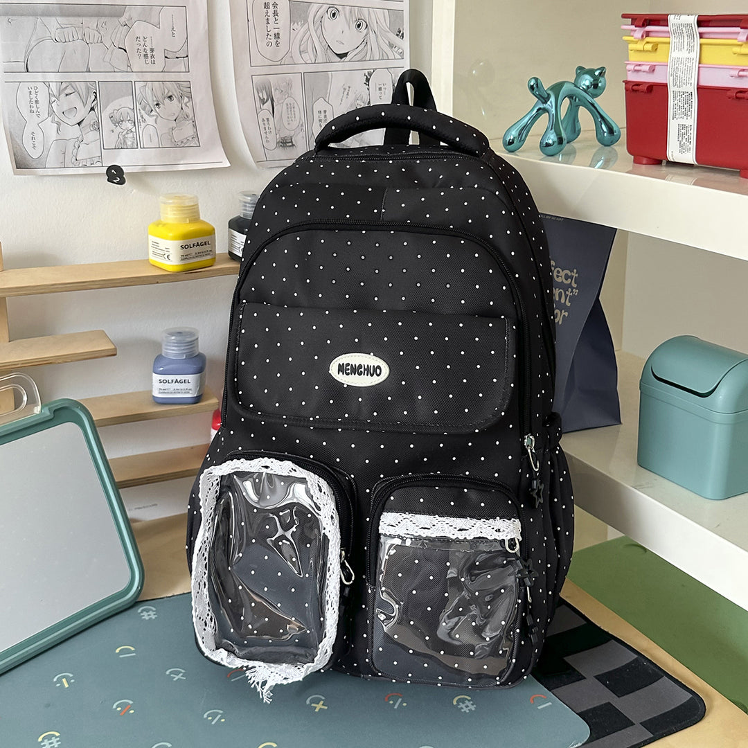 Niedlicher dekorativer gepunkteter Schulrucksack Karnz