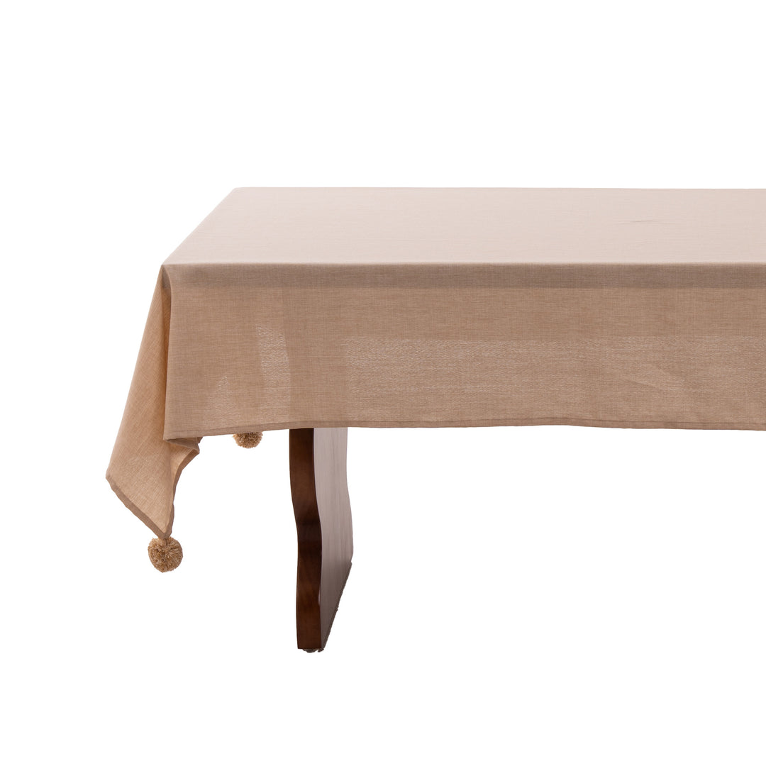 Rechteckige Tischdecke aus Leinenoptik mit Pompon-Quasten Karnz