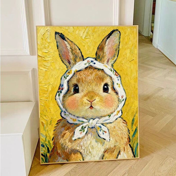 Verspielter Kaninchen Leinwand Kunstdruck Karnz
