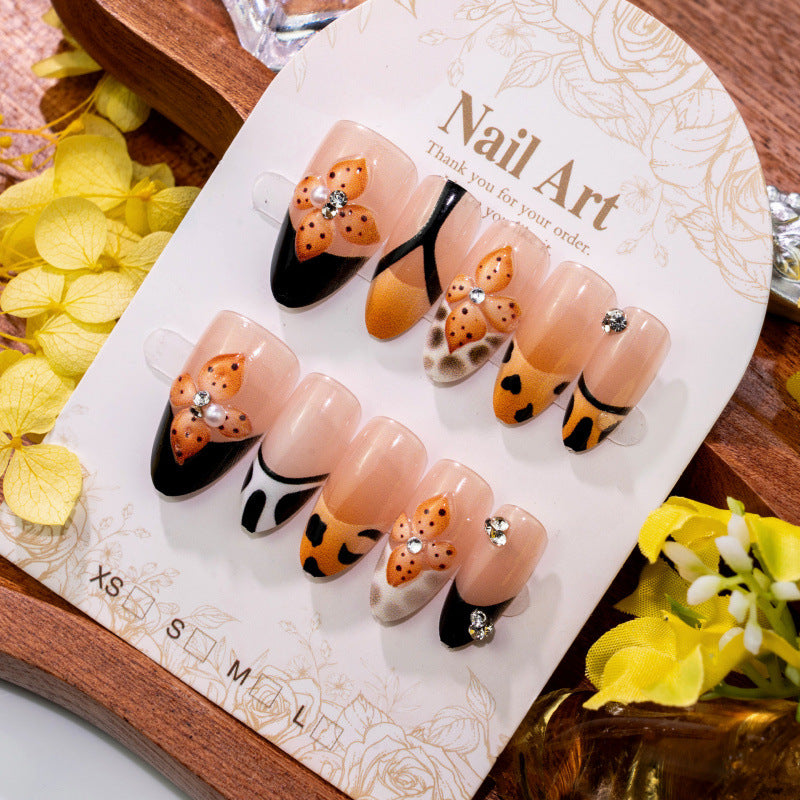 Dekorativer Floral-Acryl-Press-On-Nagelset