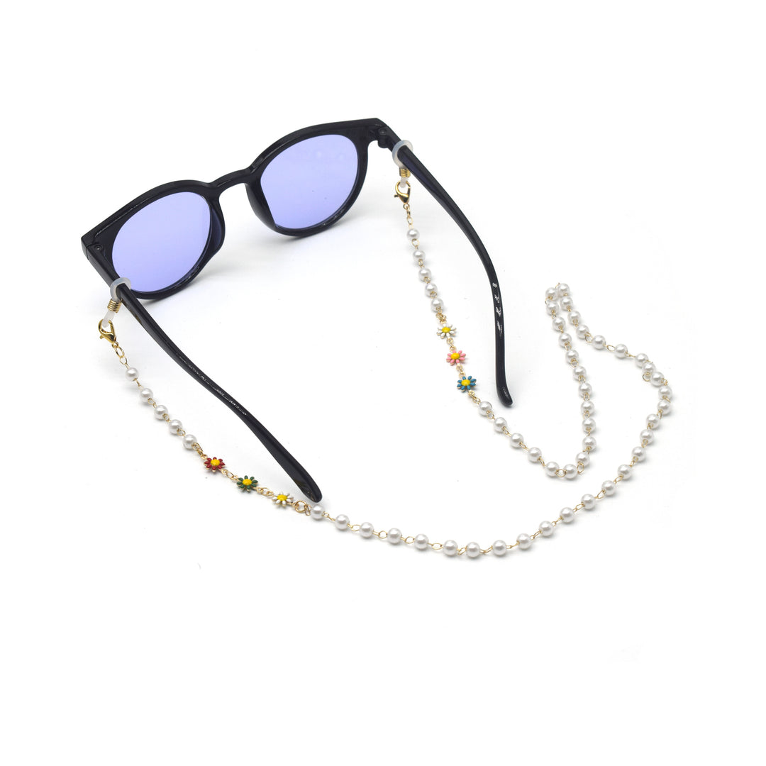 Elegante Perlen- und bunte Edelstein-Brillekette Karnz