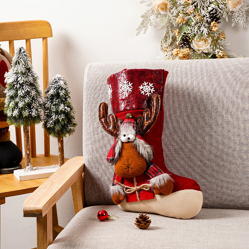 Festlicher Weihnachtsstrumpf mit Rentiermotiv Karnz