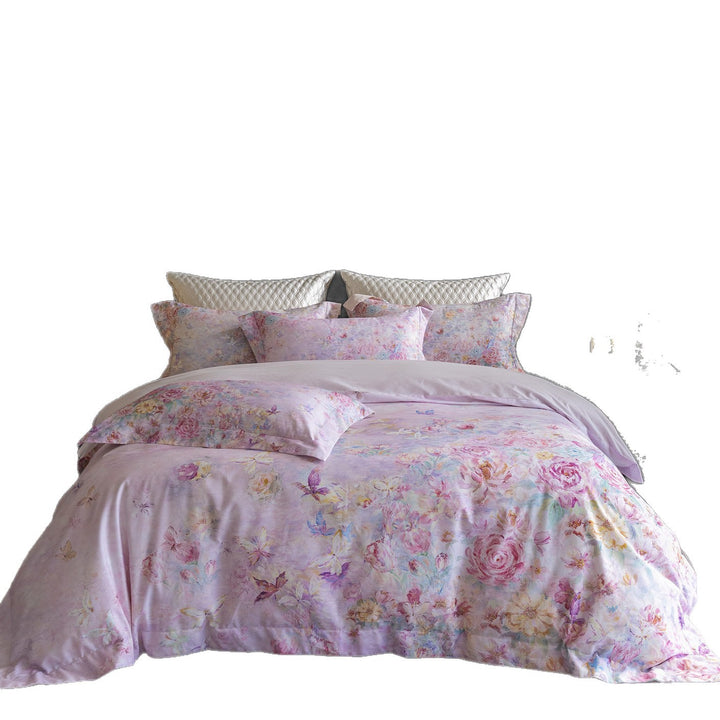 Luxuriöses Floral Baumwollsatin Bettbezug-Set