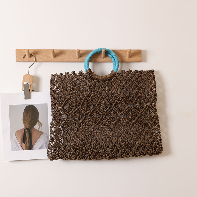 Damen Handgefertigte Strandtasche mit auffälligem Ringgriff Karnz