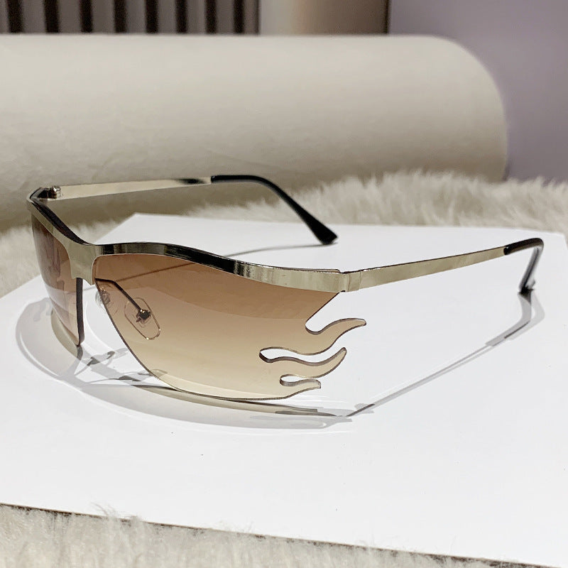 Damen futuristische Sonnenbrille mit elegantem transparente Rahmen Karnz