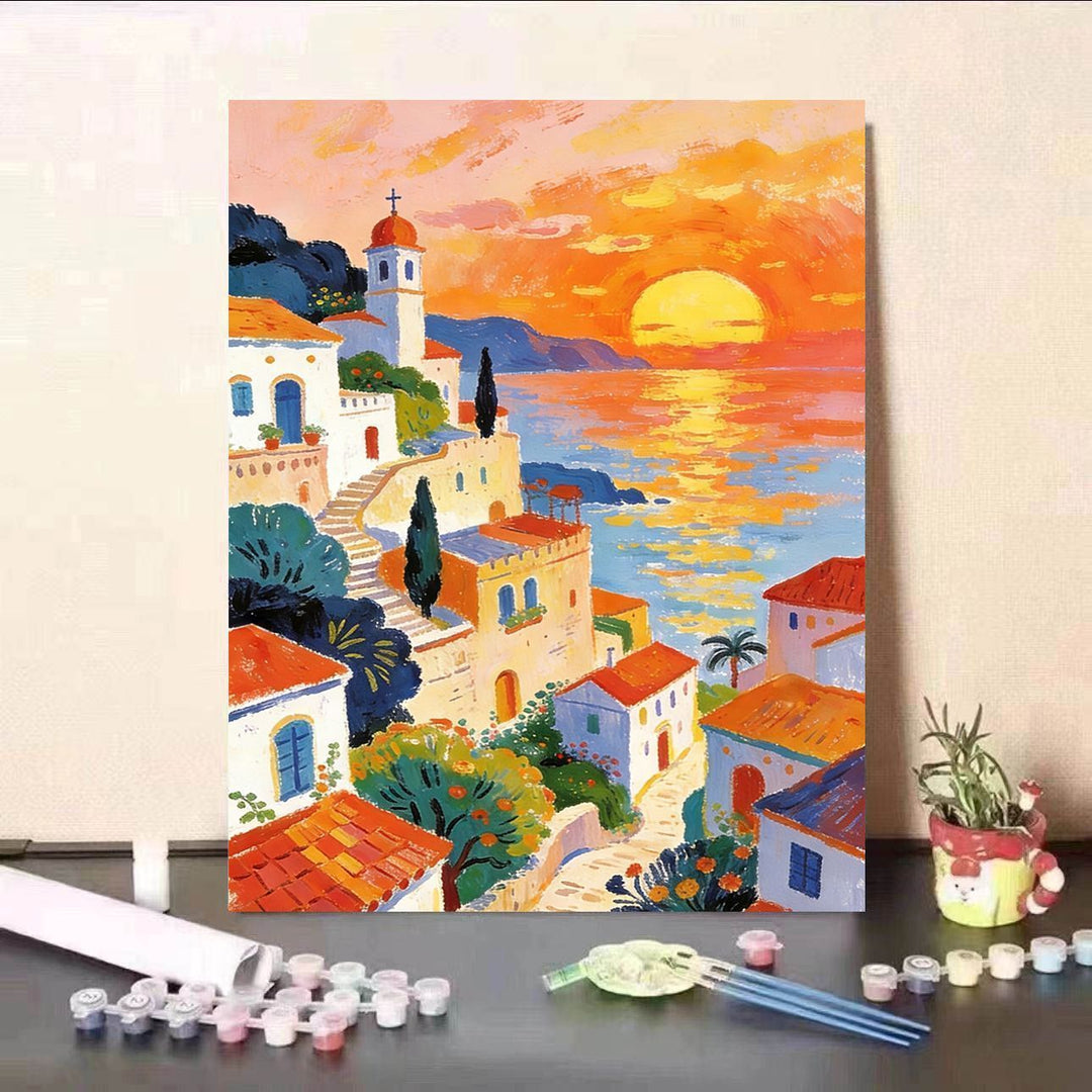 Szenische Sonnenuntergang Leinwand Kunst Karnz