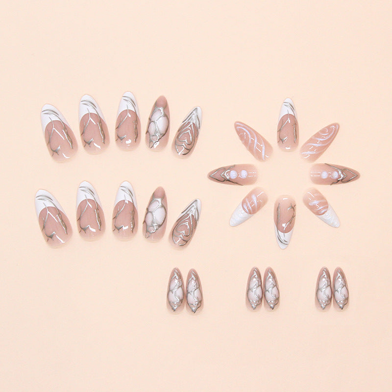 Stilvolle Lange Stiletto Press-On Nägel mit Irisierenden Design Karnz