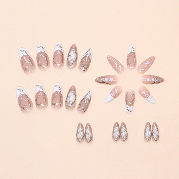 Stilvolle Lange Stiletto Press-On Nägel mit Irisierenden Design Karnz