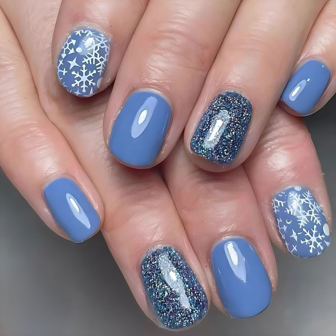 Winter-inspirierte Glitzer-Gel-Nagelkunst-Set Karnz