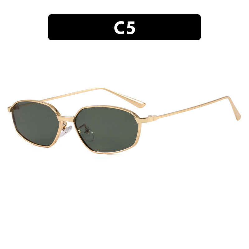 Damen geometrische Sonnenbrille mit schützendem UV-Filter und minimalistischem Metallrahmen Karnz