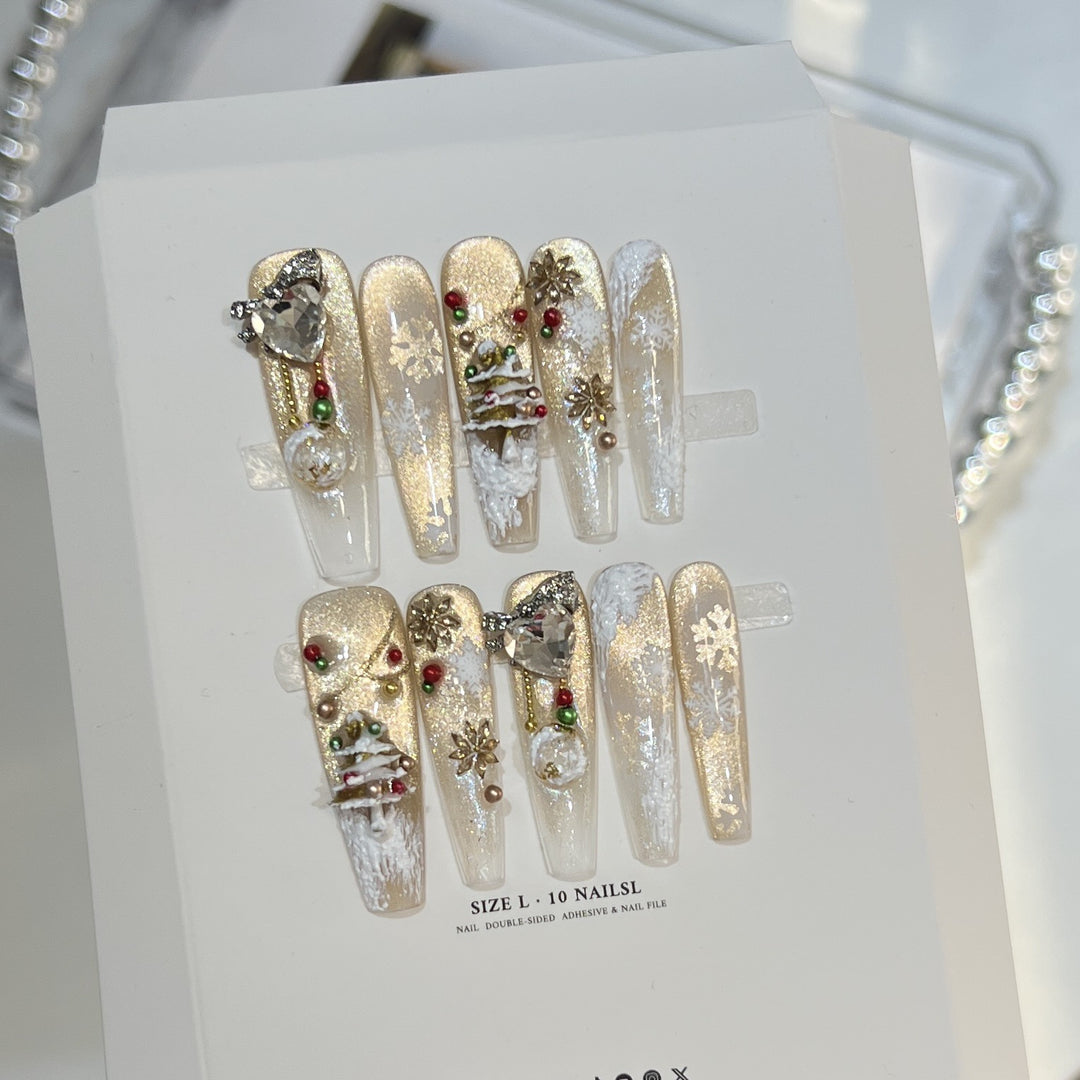Festliche Glamour Stiletto Press-On Nagelkunst Set Karnz