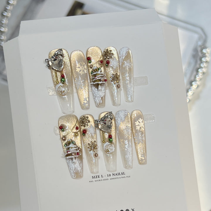 Festliche Glamour Stiletto Press-On Nagelkunst Set Karnz