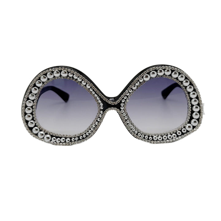 Damen Glamouröse Statement-Sonnenbrille mit funkelndem Kristallrahmen Karnz