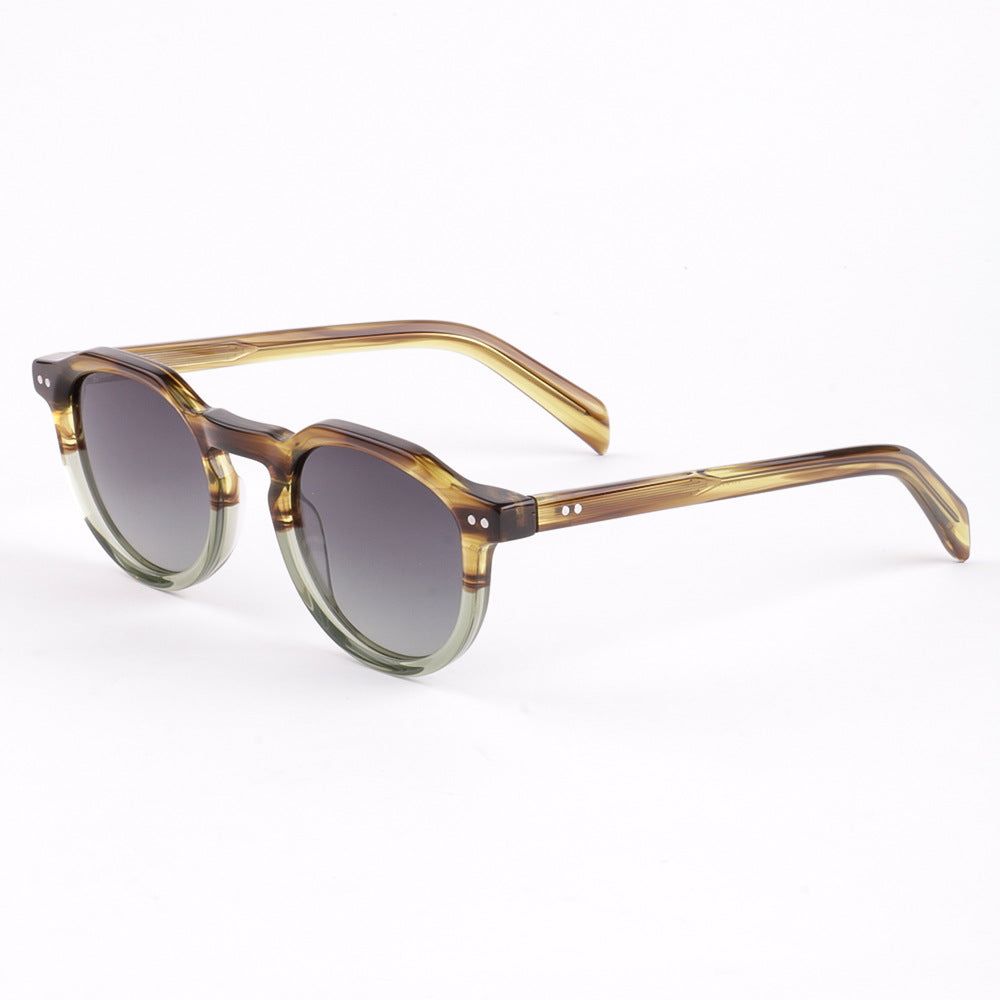 Damen modische Sonnenbrille mit stilvollem, runden Rahmen und UV-Schutz Karnz